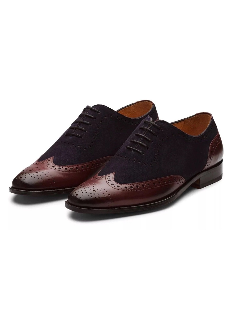 3DM Lifestyle Mens Oxford Wingtip Leather Brogue Dress Shoes Size 10 Navy Blue